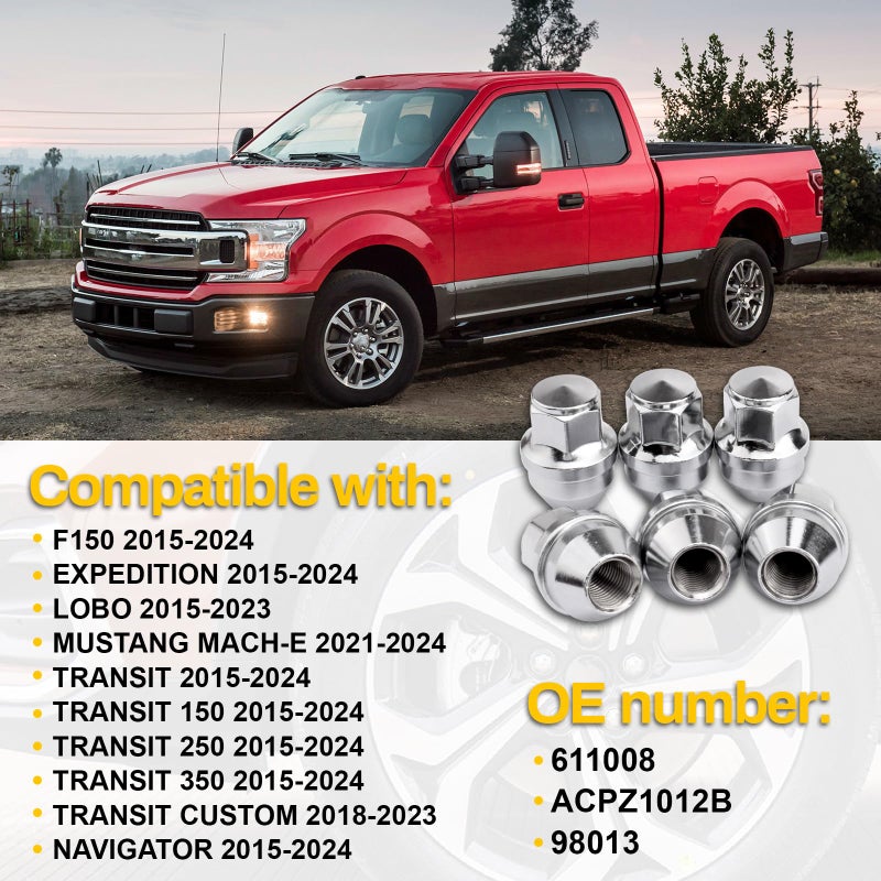 Mardarth 24PCS M14x1.5 Lug Nuts OEM for 2015-2024 F150 Expedition Navigator Factory Stock Aluminum 14x1.5 Wheel Nuts - Image 3